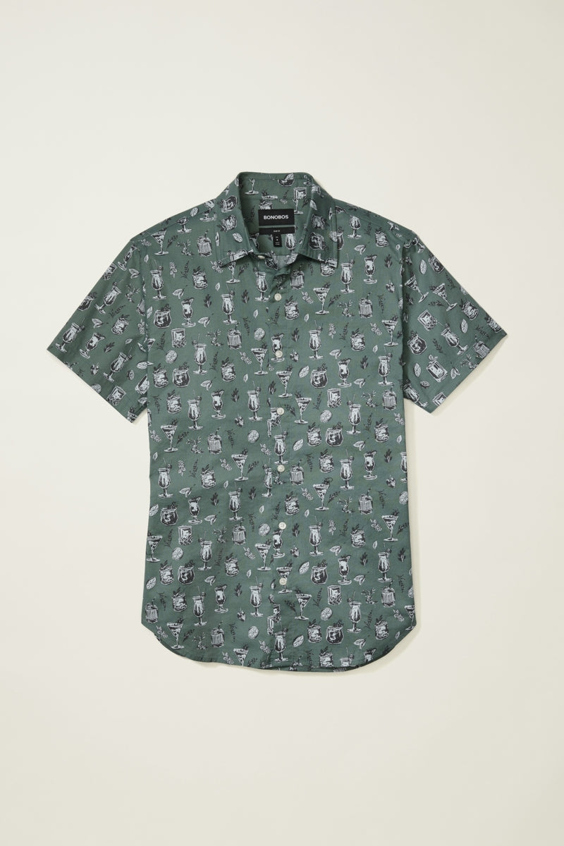 Wholesale,Bonobos, Bonobos Green Tiki Bar Print Stretch Shirt, Green, Medium-44-TagMExtra Large-50-TagXLExtra Extra Large-53-TagXXLLarge-47-TagLSmall-41-TagS