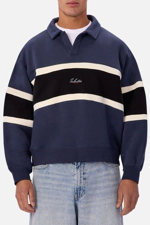 Wholesale,INDUSTRIE AUSTRALIA, INDUSTRIE AUSTRALIA Blue/Black Horizental Stripe V-neck Sweater Polo, Blue, Medium-50-TagMLarge-52-TagLExtra Large-54-TagXL