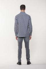 Luchiano Visconti Grey Multi Floral Printed Shirt