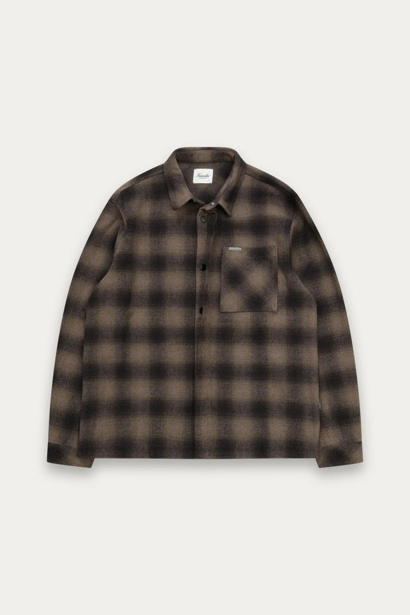 Wholesale,Kuwalla, Kuwalla Brown Plaid Wool Blend Overshirt, Brown, Small-42-TagSMedium-44-TagMExtra Extra Large-51-TagXXL