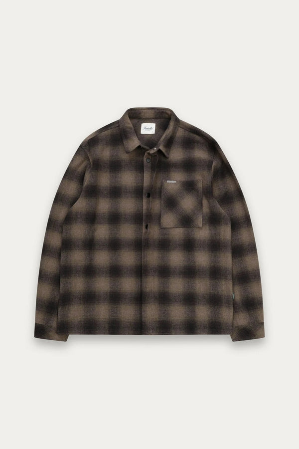 Kuwalla Brown Plaid Wool Blend Overshirt