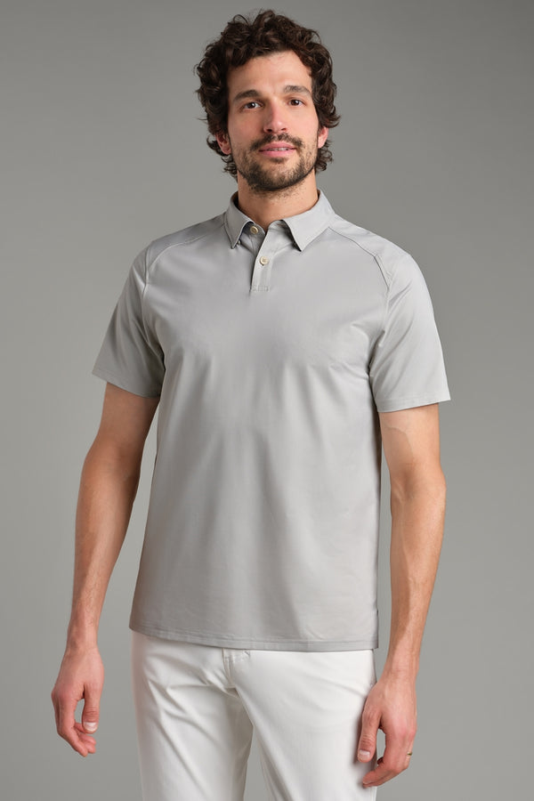 Rhone Grey Stone Stretch Slim Performance Polo