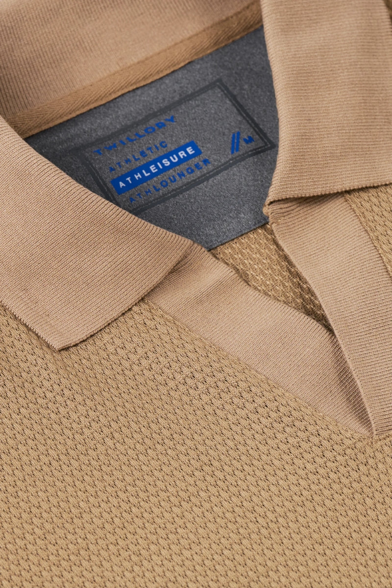 Wholesale,Twillory, Twillory Camel Performance Knit Sweater Polo, Tan, Small-40-TagS