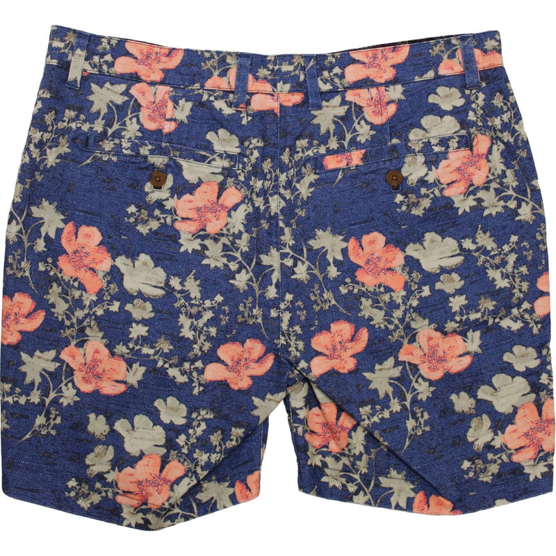 Lords of Harlech Navy Hibiscus Print 7" Shorts with Printed Contrast Interior