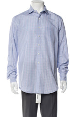 Sid Mashburn Blue/Orange Plaid Print Long Sleeve Dress Shirt