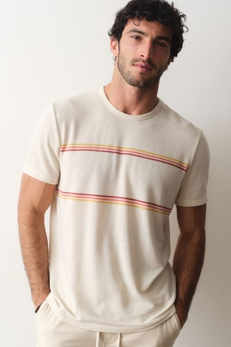 Wholesale,Marine Layer, Marine Layer Cream Jacquard Sunset Stripe Tee, Cream, Extra Large-48-TagXL