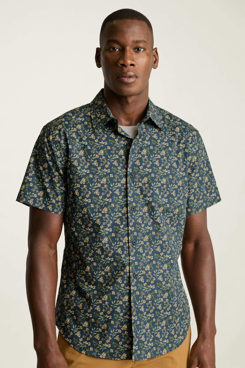 Wholesale,Bonobos, Bonobos Green/Navy Daylight Floral Print Stretch Shirt, Green, Large-46-TagL