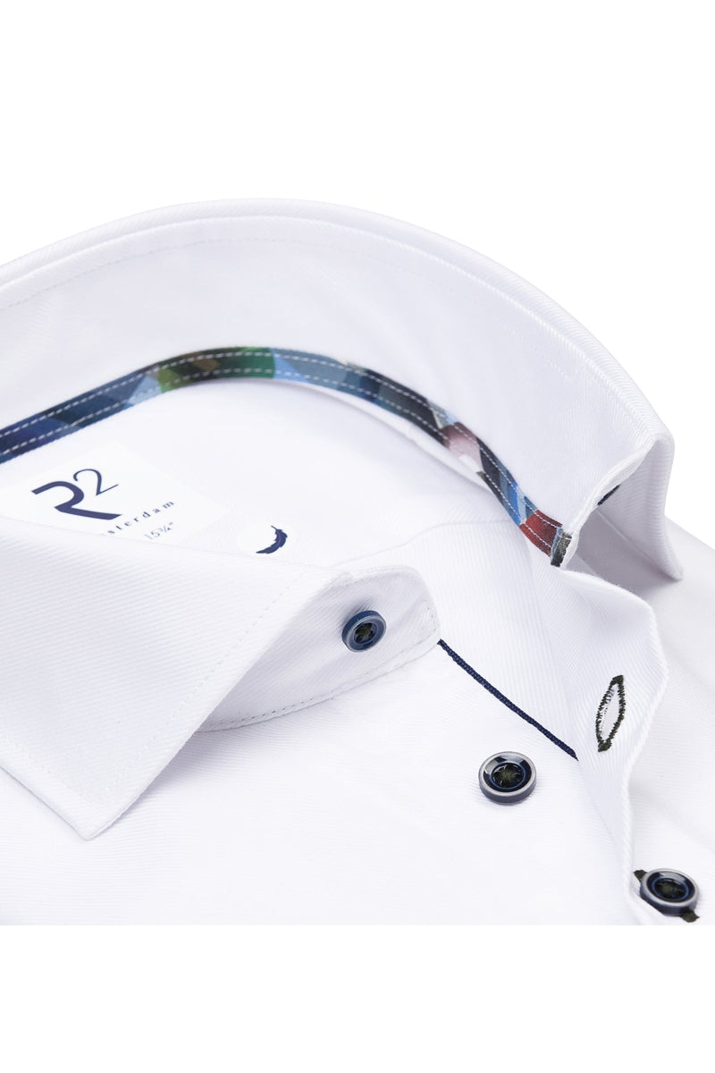 Direct From Brand,R2 Amsterdam, R2 Amsterdam White Heavy Twill Cotton Shirt, White, Small-40-Tag38