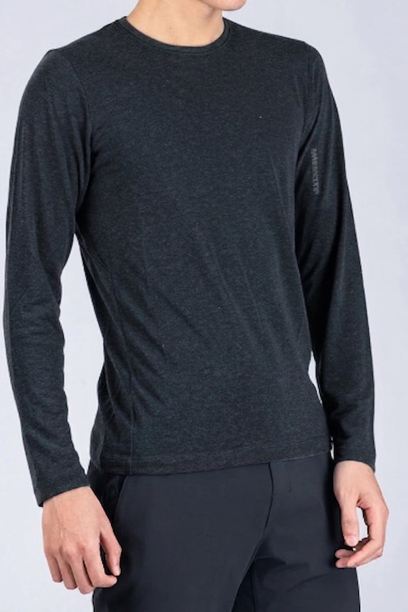 Direct From Brand,2124Fit, 2124Fit Black Wool Blend Long Sleeve Tee, Grey, Large-42-TagL