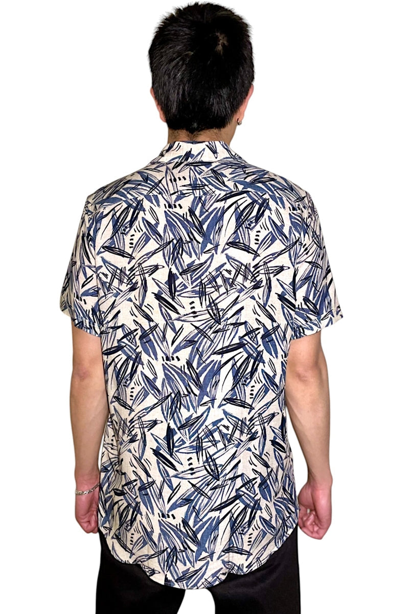 Wholesale,Jakamen, Jakamen Sapphire Blue Abstract Leaf Print Shirt, Blue, Extra Large-48-TagXLExtra Extra Large-50-TagXXLExtra Small-38-TagXSSmall-41-TagSMedium-44-TagMLarge-46-TagL