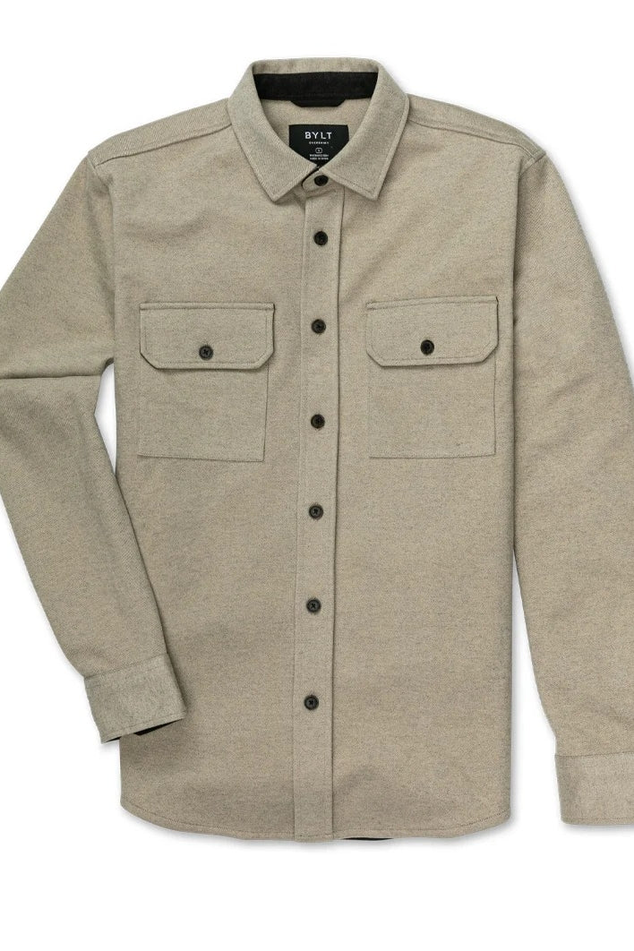 Wholesale,BYLT, BYLT Tan Twill Stretch Shacket, Tan, Medium-44-TagM