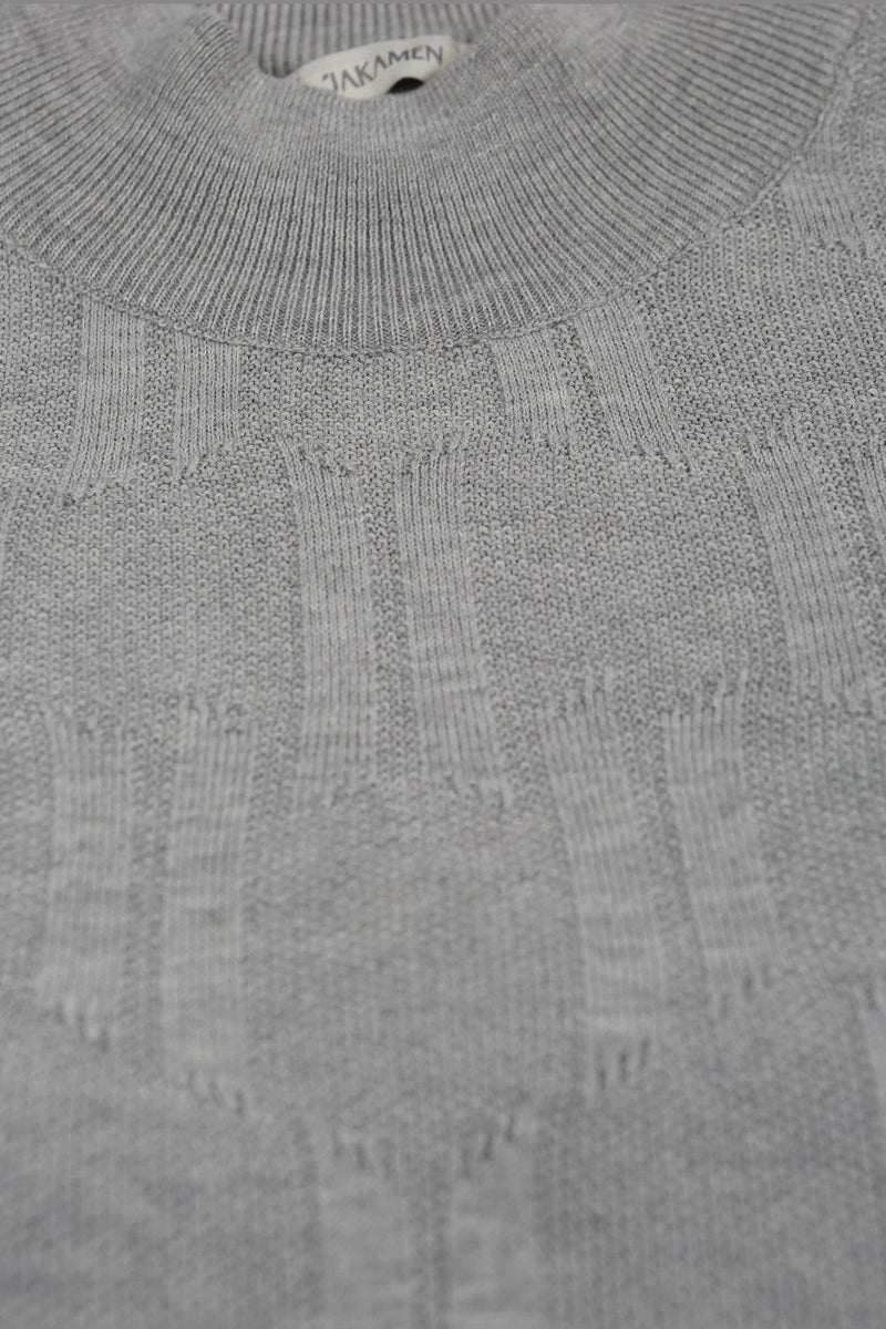 Wholesale,Jakamen, Jakamen Light Grey Mockneck Textured Sweater, Grey, Small-39-TagS