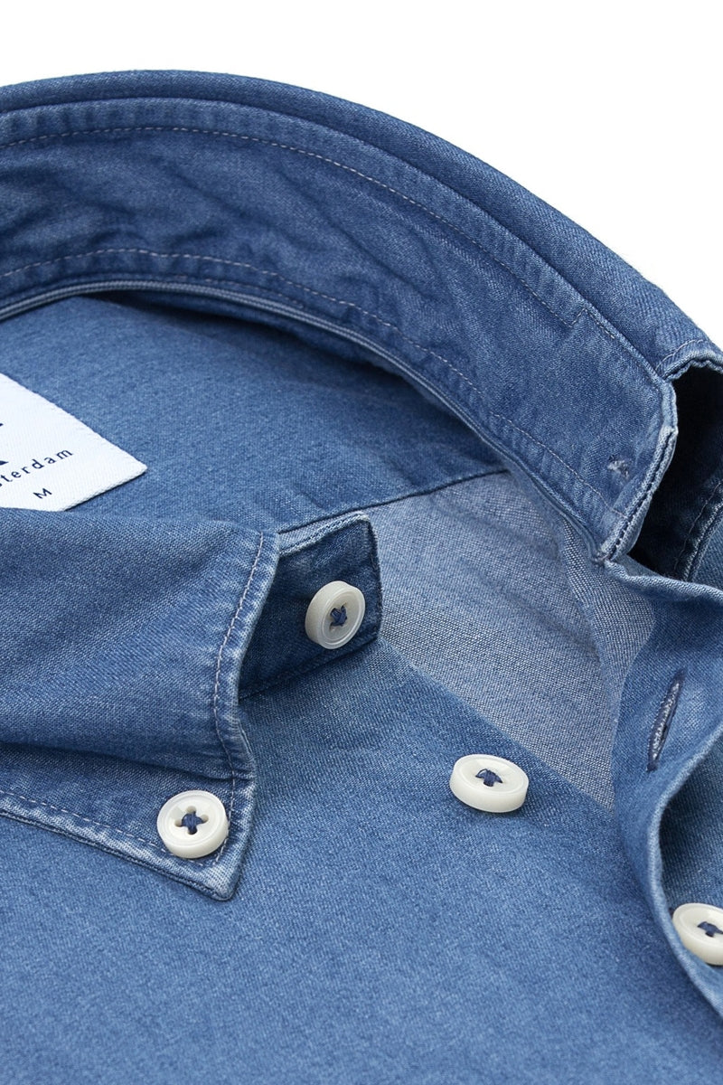 Direct From Brand,R2 Amsterdam, R2 Amsterdam Denim Blue Shirt, Blue, Extra Large-49-TagXL