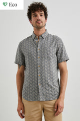 Rails Grey/Tan Tribal Batik Print  Short Sleeve Shirt