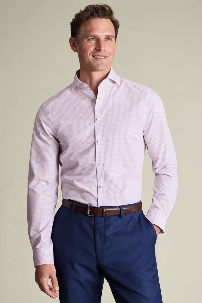 Wholesale,Charles Tyrwhitt, Charles Tyrwhitt Lilac Stretch Poplin Check Shirt, Purple, Small-40-Tag15Medium-44-Tag16Extra Large-48-Tag17