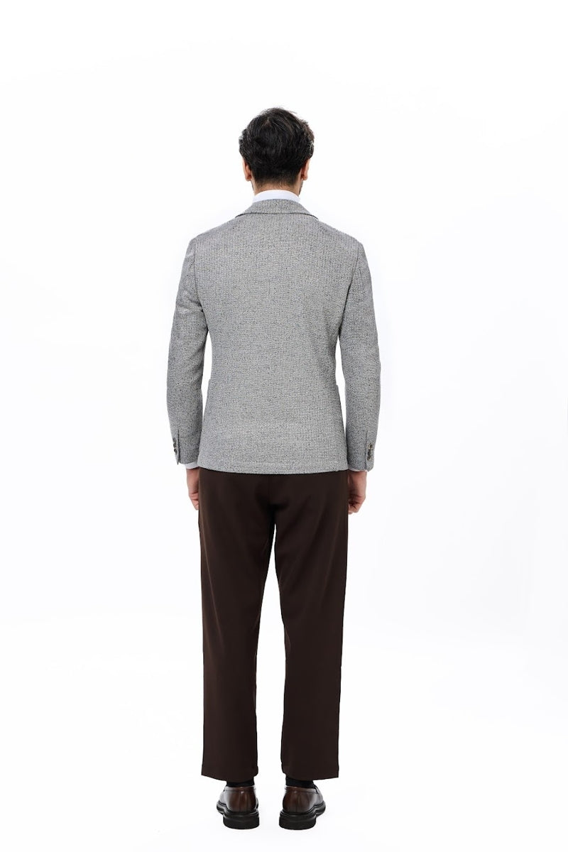 Wholesale,Luchiano Visconti, Luchiano Visconti Grey Double Faced Melange Knit Blazer, Grey, Large-44-Tag42