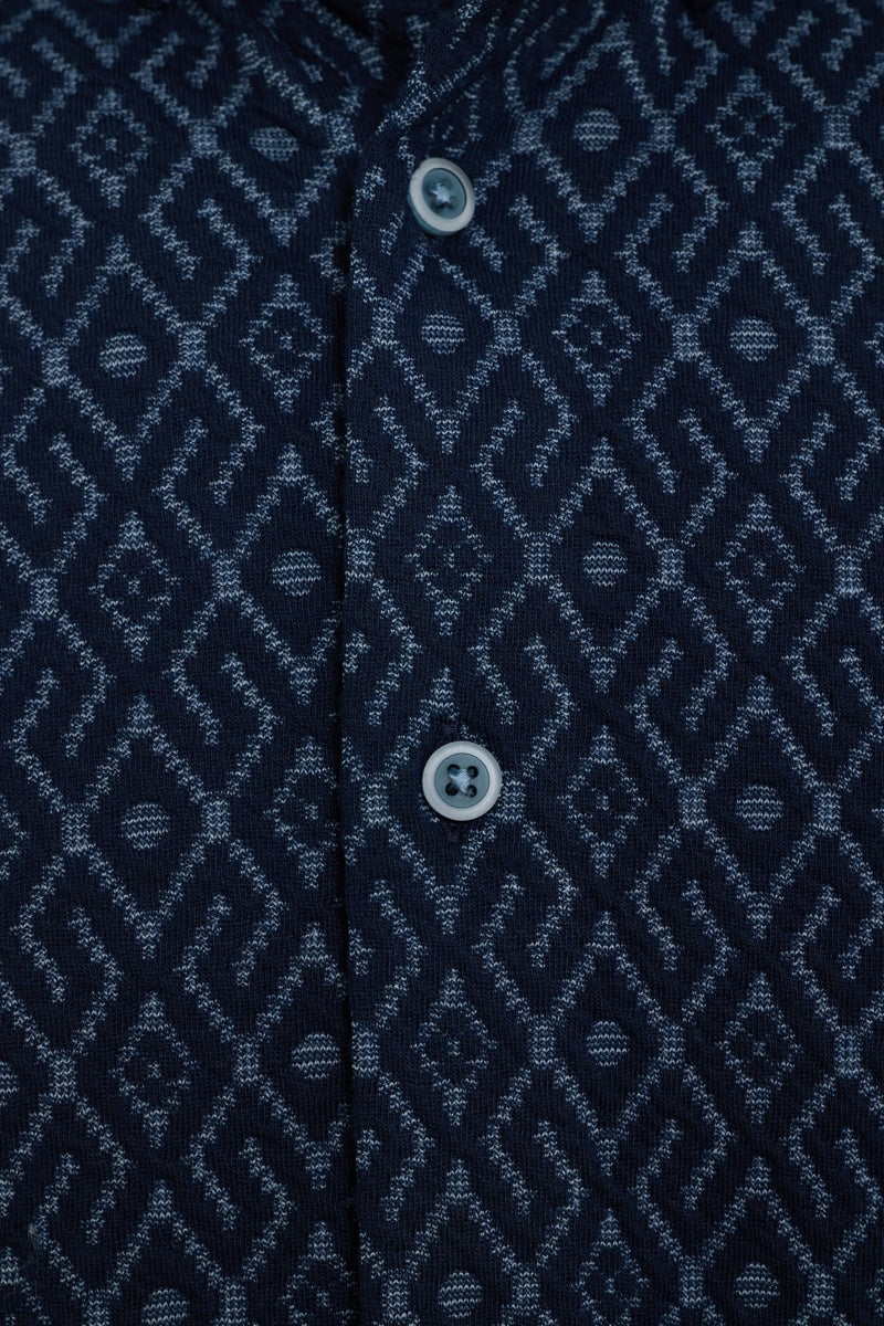 Wholesale,Luchiano Visconti, American Heritage Navy Jacquard Knitted Diamond Quilted Shirt, Blue, Extra Large-49-TagXL