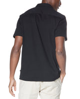 Civil Society Black Matelassé Knit Textured Short Sleeve Resort Shirt