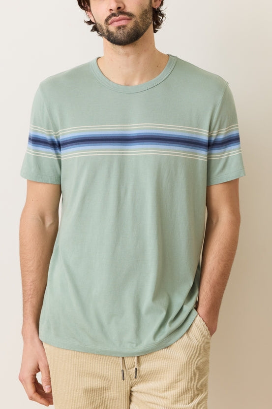 Wholesale,Marine Layer, Marine Layer Iceberg Green Stripe Crewneck Tee, Green, Extra Extra Large-51-TagXXL