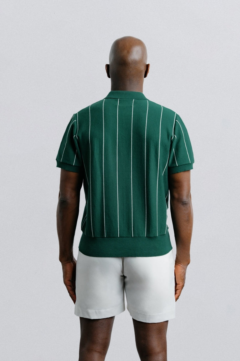 Wholesale,Champlain, Champlain Green Vertical Stripe Knit Button Down Polo Shirt, Green, Extra Large-46-TagXL