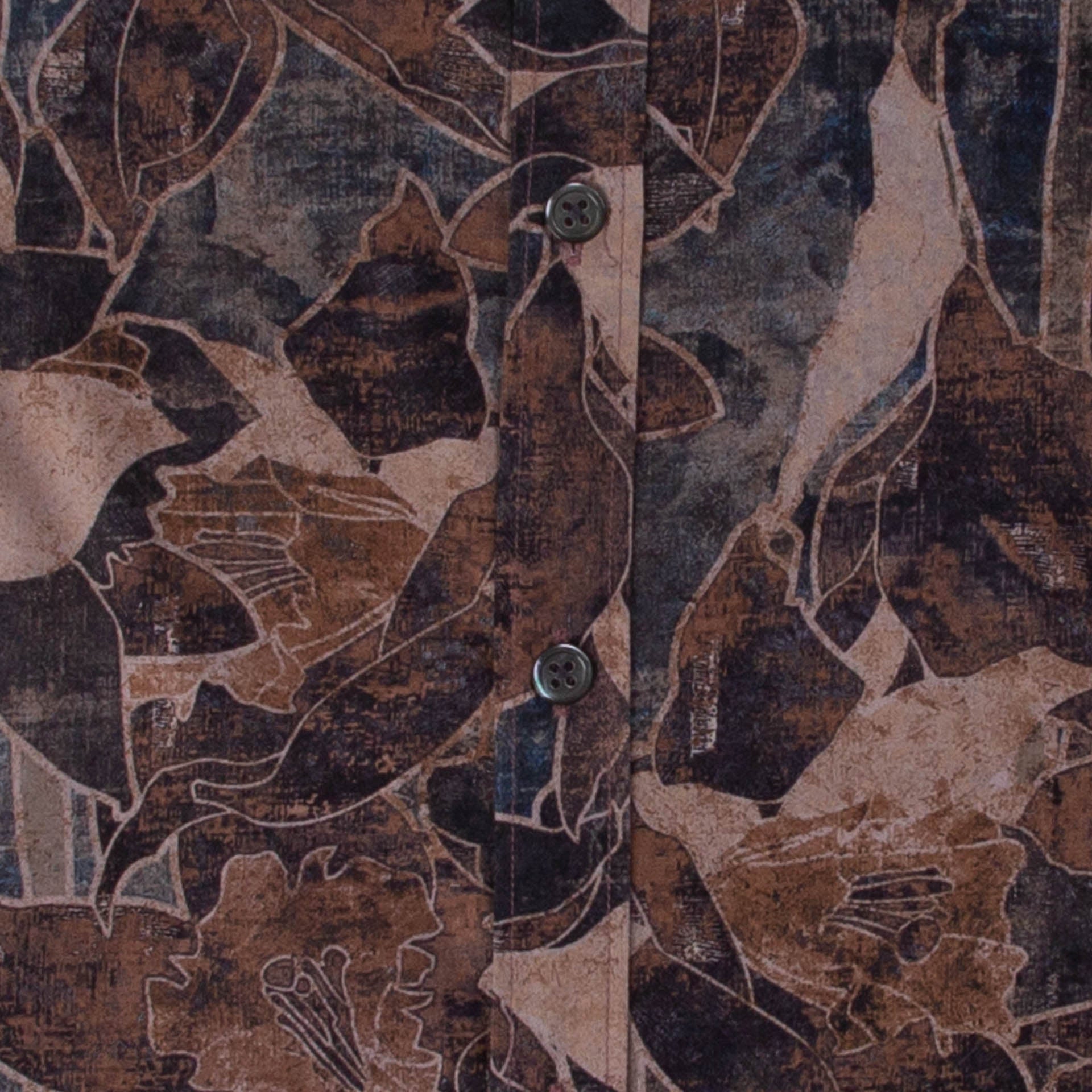 Brand Partner,Stitch Note, Stitch Note Brown Geometric Floral Outline Print Classic Shirt, Brown, Small-40-TagSMedium-42-TagMMedium-44-TagLLarge-46-TagXLExtra Large-48-TagXXL