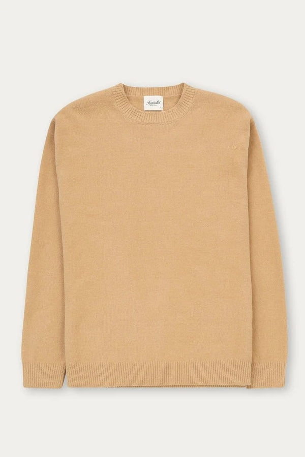 Wholesale,Kuwalla, Kuwalla Tan Ribbed Collar Textured Knit Crewneck Sweater, Tan, Small-42-TagSMedium-44-TagMLarge-46-TagLExtra Large-48-TagXL