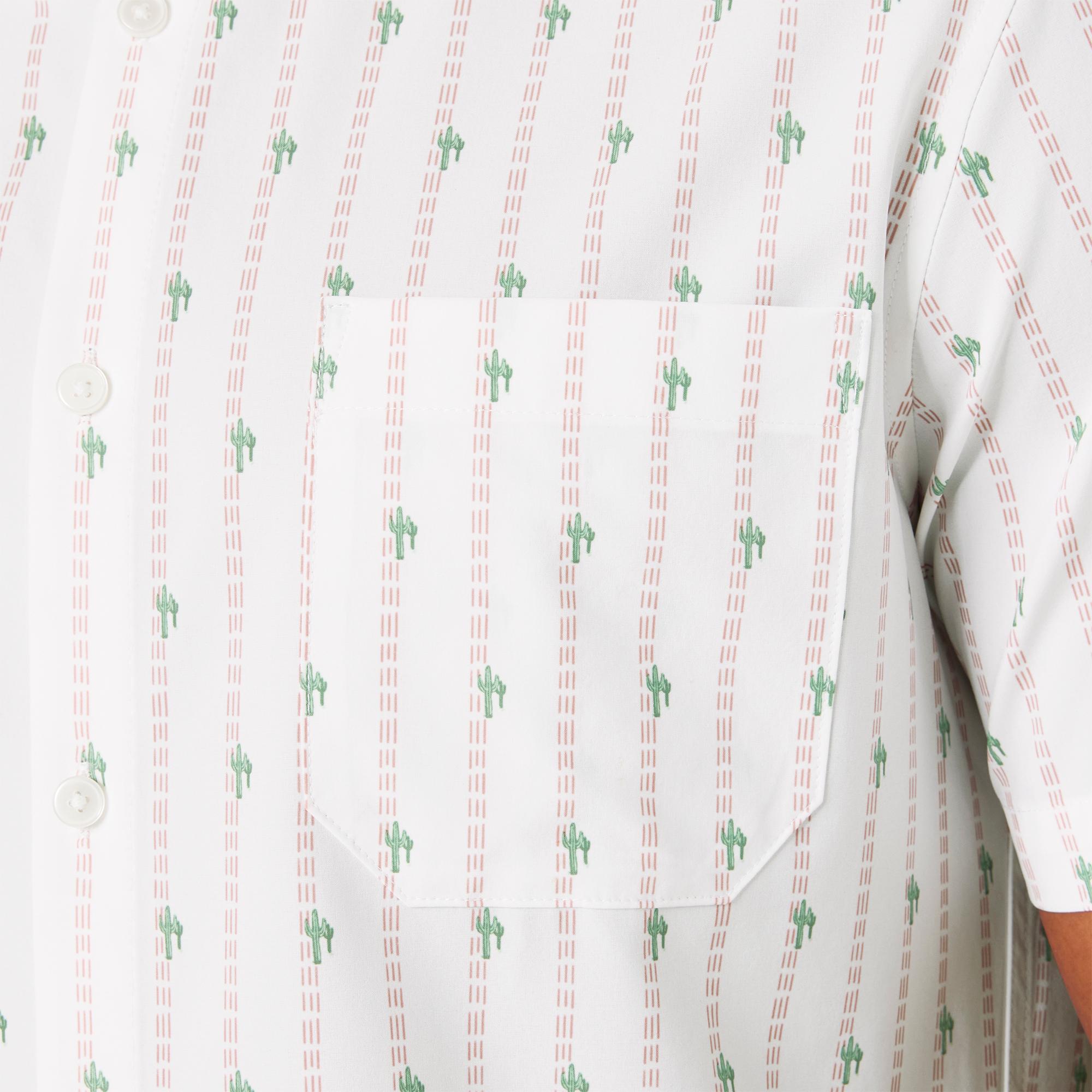 Wholesale,Mizzen + Main, Mizzen + Main White Cactus Stripe Trim No Tuck Four-way Stretch Shirt, White, Large-45-TagL