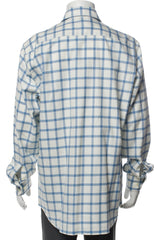 Paul Stuart Blue/White Plaid Print Long Sleeve Dress Shirt