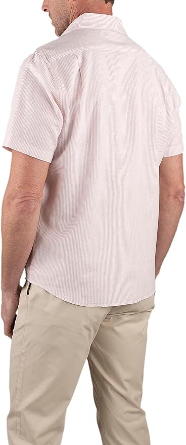 Brand Partner,Tailor Vintage, Tailor Vintage Pink/White Stripe Puretec Cool Cotton/Linen Blend Shirt, Pink, Medium-44-TagMLarge-47-TagLExtra Large-51-TagXLExtra Extra Large-55-TagXXLSmall-41-TagS