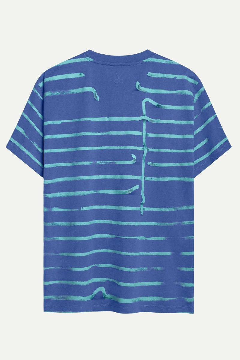 Wholesale,KAFT, KAFT Cosmic Blue Striped T-Shirt, Blue, Extra Large-48-TagXL