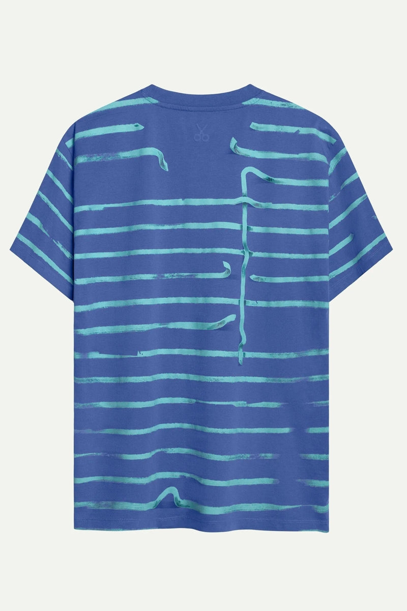 Wholesale,KAFT, KAFT Cosmic Blue Striped T-Shirt, Blue, Small-41-TagSMedium-44-TagMLarge-46-TagLExtra Large-48-TagXLExtra Extra Large-50-TagXXL