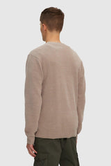 Kuwalla Beige Textured Knit Crewneck Sweater