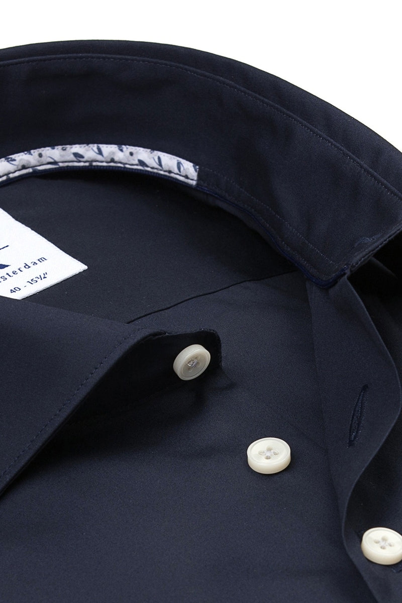 Direct From Brand,R2 Amsterdam, R2 Amsterdam Navy Cotton Shirt, Blue, Medium-43-Tag40