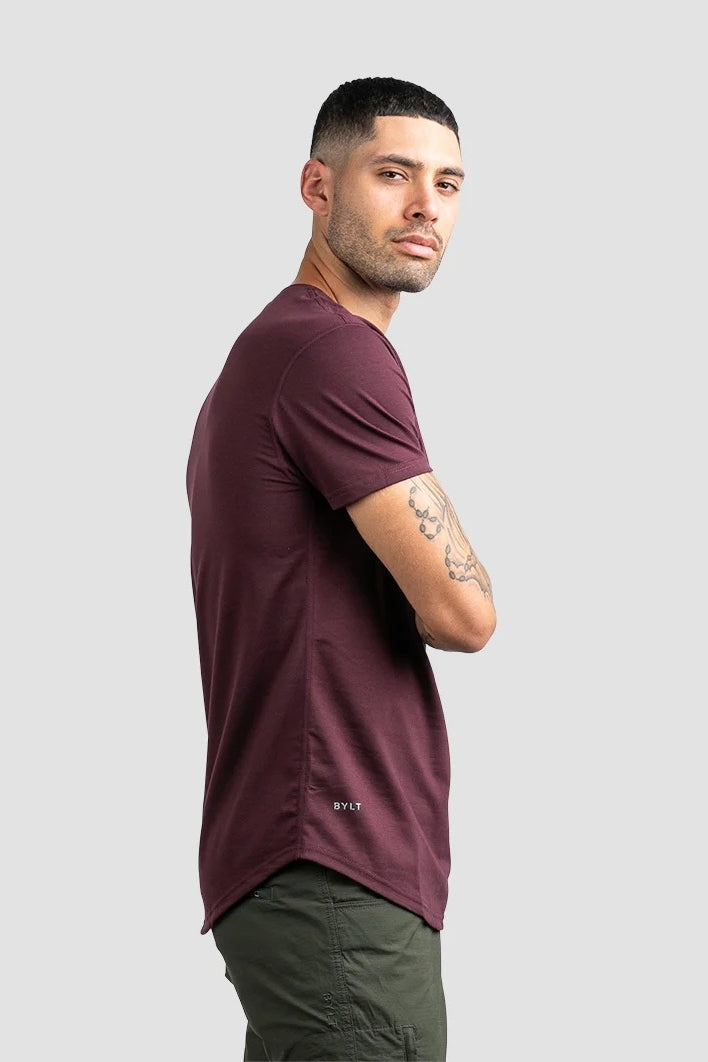 Wholesale,BYLT, BYLT Maroon Drop-Cut Lux 4-way Stretch Henley, Red, Medium-42-TagM