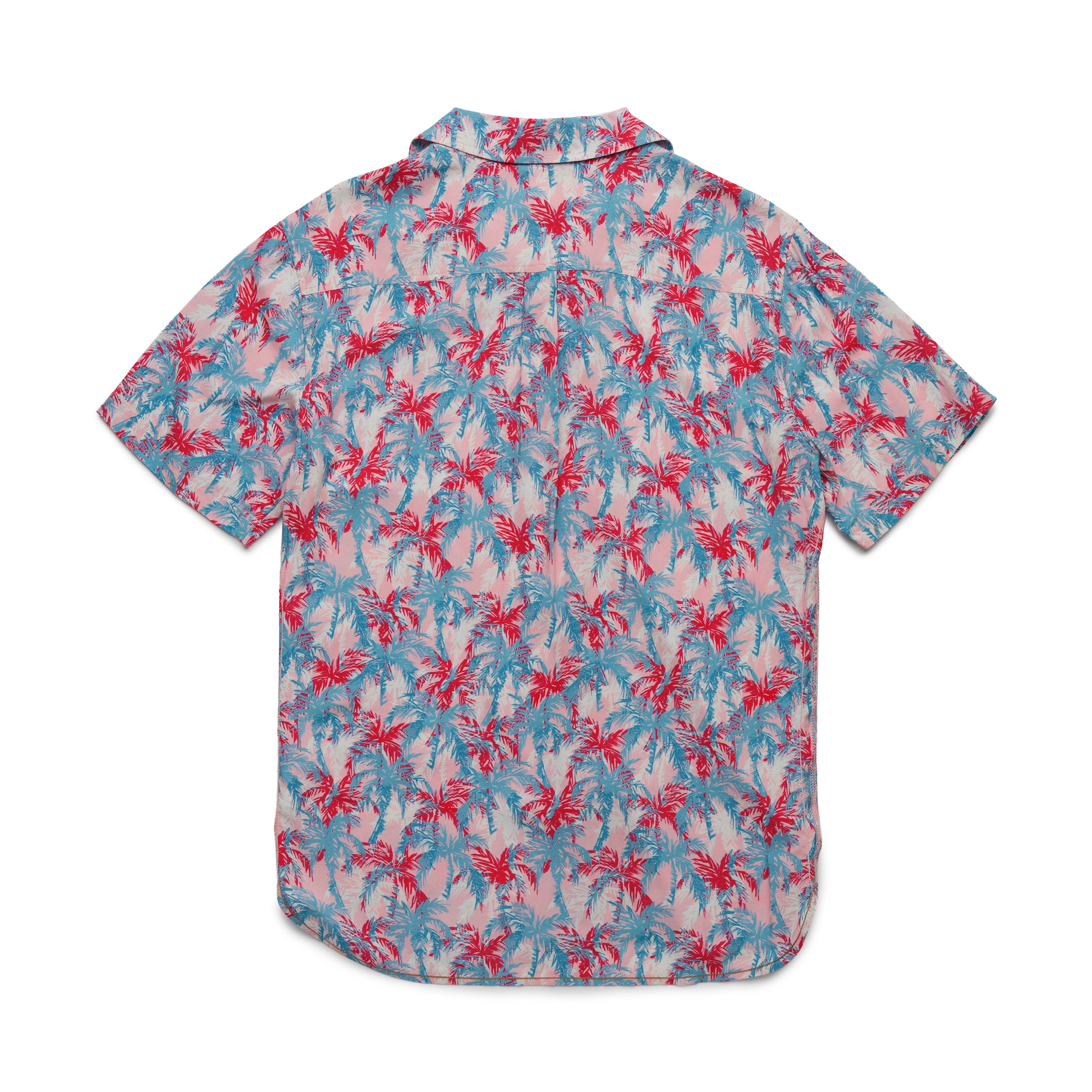 Faire,Surfside Supply, Surfside Supply Bright Pink Tropical Palm Print Camp Collar Short Sleeve Shirt, Pink, Medium-44-TagM