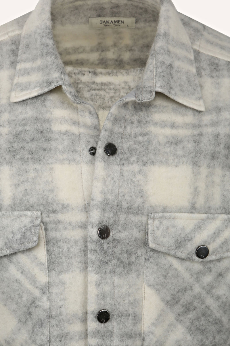 Wholesale,Jakamen, Jakamen Grey/White Plaid Wool Shacket, Grey, Small-42-TagS