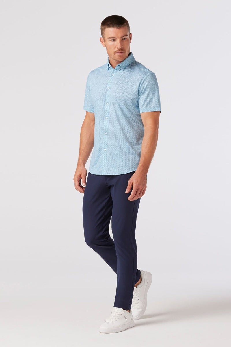 Wholesale,Mizzen + Main, Mizzen + Main Light Cyan Seersucker Textured Trim Fit Polo, Blue, Medium-42-TagM