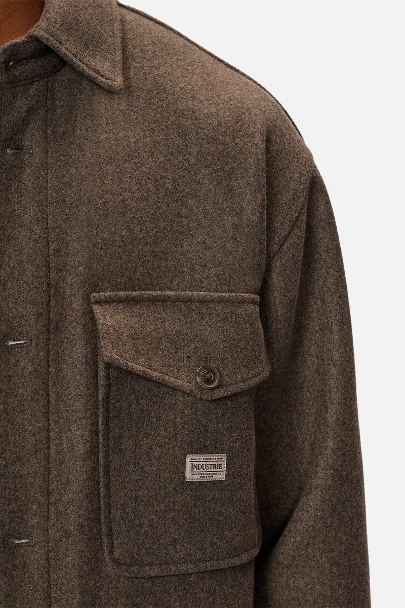 Wholesale,INDUSTRIE AUSTRALIA, INDUSTRIE AUSTRALIA Mid Brown Brushed Shacket, Brown, Small-44-TagSExtra Large-50-TagXL