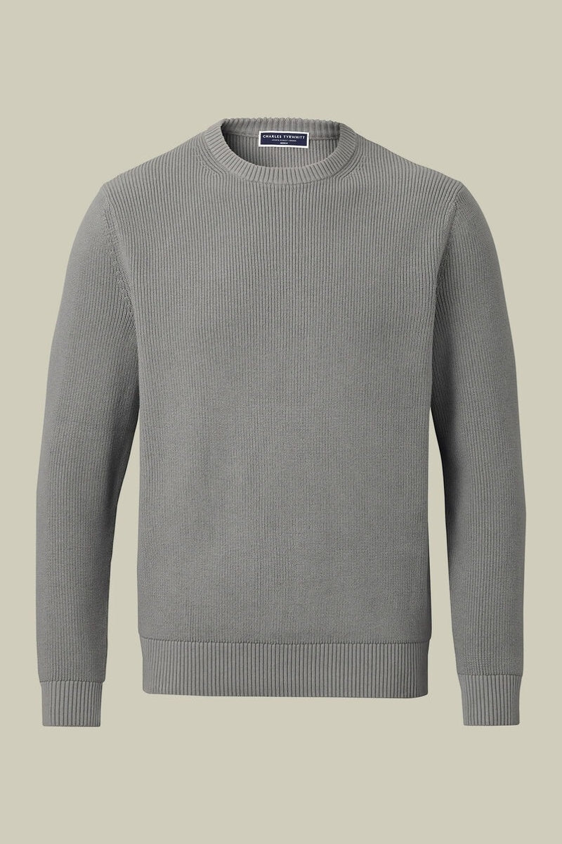 Wholesale,Charles Tyrwhitt, Charles Tyrwhitt Grey Rib Knit Textured Sweater, Grey, Extra Large-48-TagXL