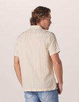 The Normal Brand Beige Stripe Puckered Texture Freshwater Camp Button Up Shirt