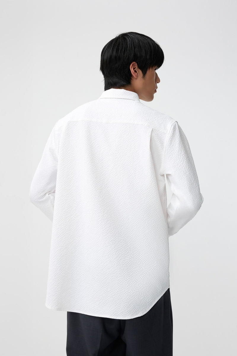 Direct From Brand,FYNE, FYNE White Bubble Cloth Textured Shirt, White, Medium-46-TagM