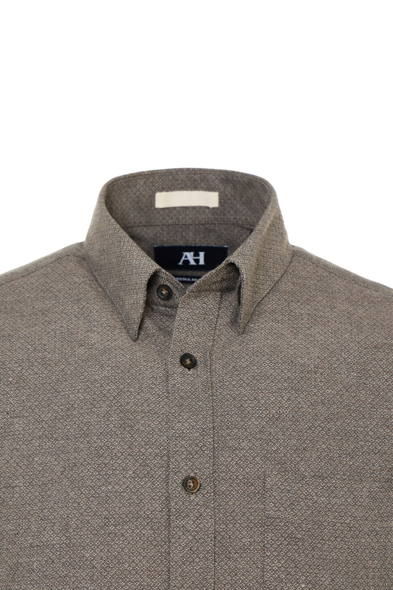Wholesale,American Heritage, American Heritage Dark Beige Geo Brushed Flannel Shirt, Tan, Medium-45-TagM