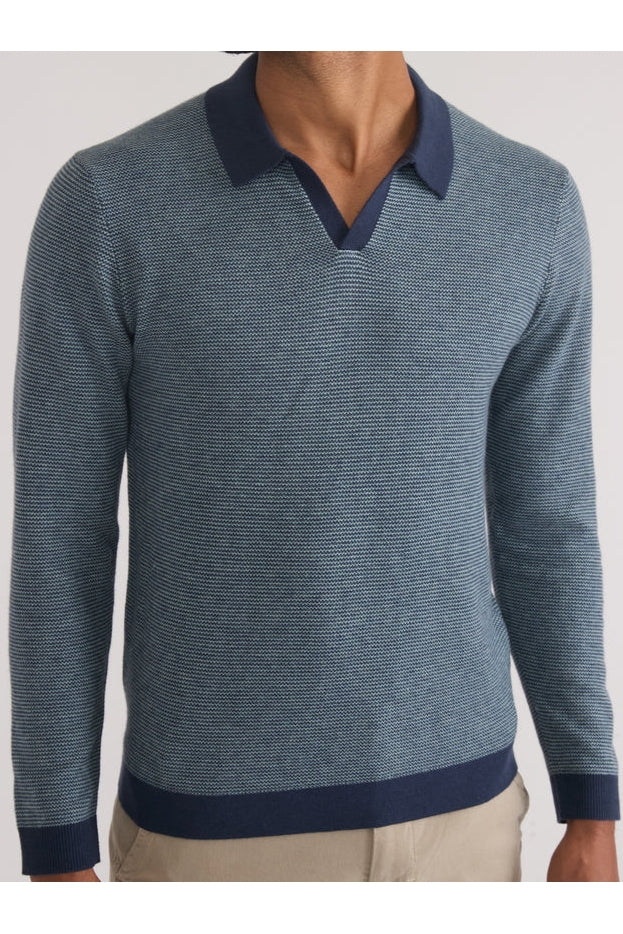 Marine Layer Navy Polo with Contrasting Collar and Cuffs