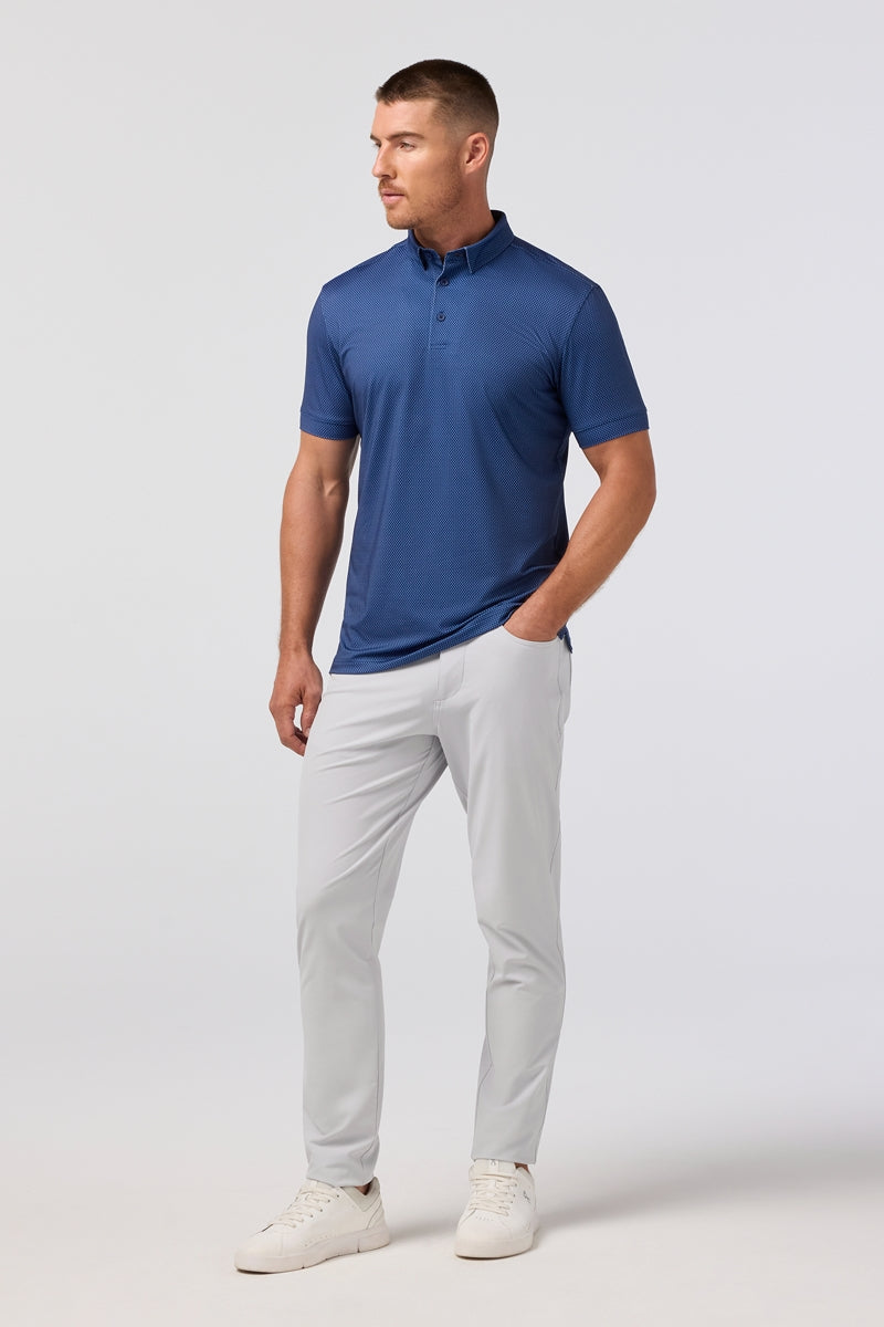 Wholesale,Mizzen + Main, Mizzen + Main Midnight Navy Diamond Print Performance Trim Fit Polo, Blue, Medium-42-TagM