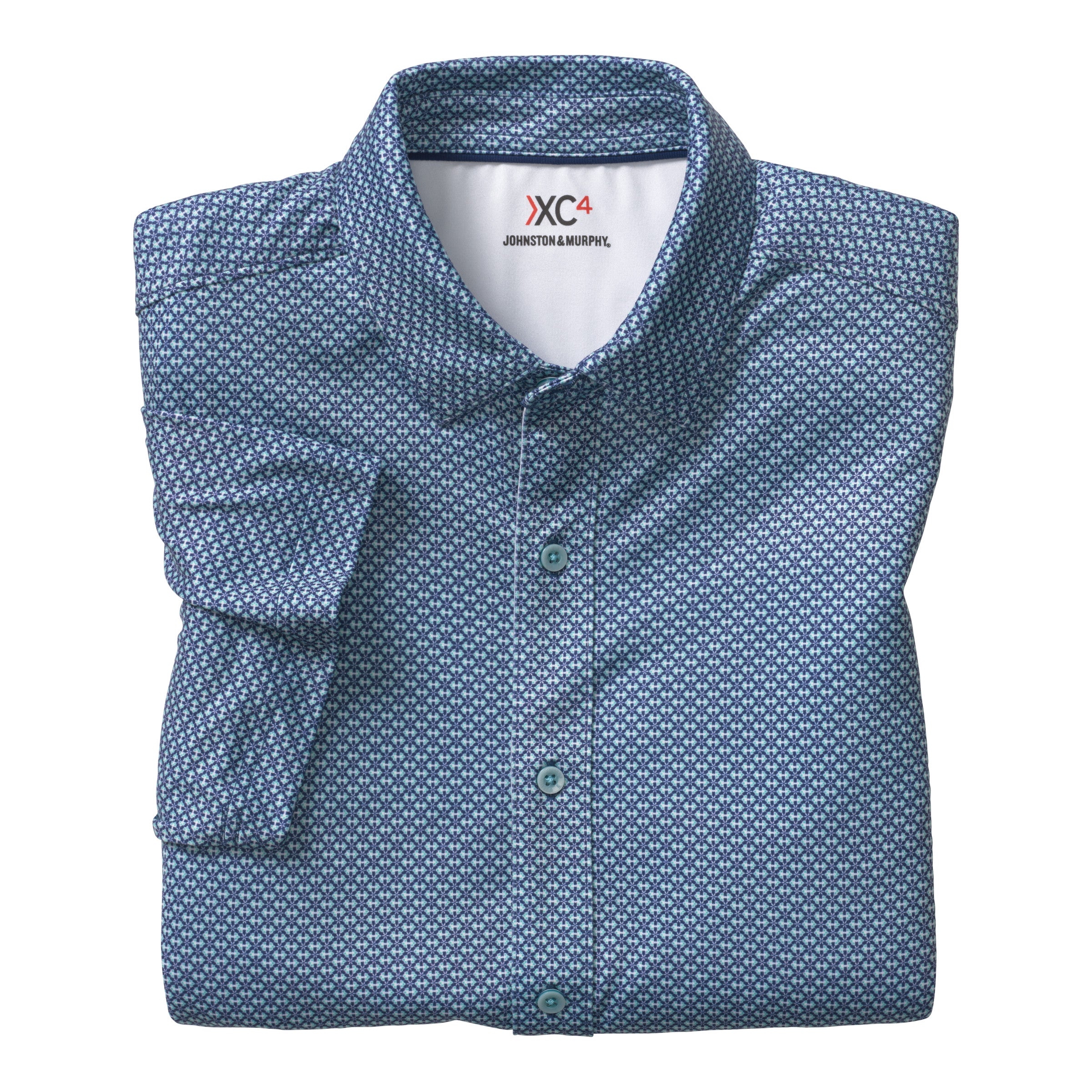 Wholesale,Johnston & Murphy, Johnston & Murphy Blue Floral Print XC4 Short Sleeve Button Up Shirt, Blue, Extra Extra Large-52-TagXL
