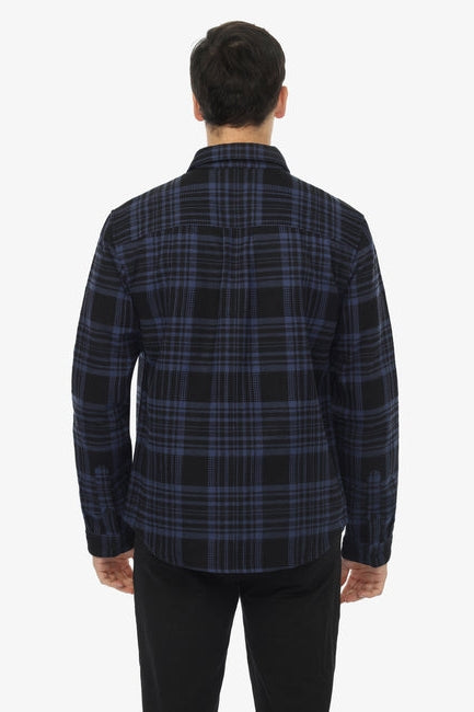 Wholesale,Vustra, Vustra Navy/Black Plaid Organic Cotton Textured Shacket, Blue, Large-48-TagXXL