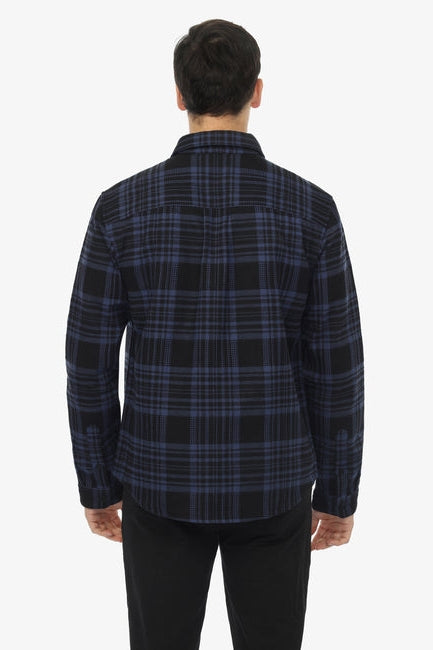 Vustra Navy/Black Plaid Organic Cotton Textured Overshirt