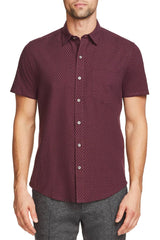 W.R.K Reworked Burgundy Dot Print Short Sleeve Shirt