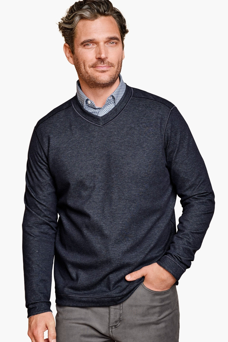 Wholesale,Johnston & Murphy, Johnston & Murphy Navy Reversible V-neck Sweatshirt, Blue, Medium-44-TagM