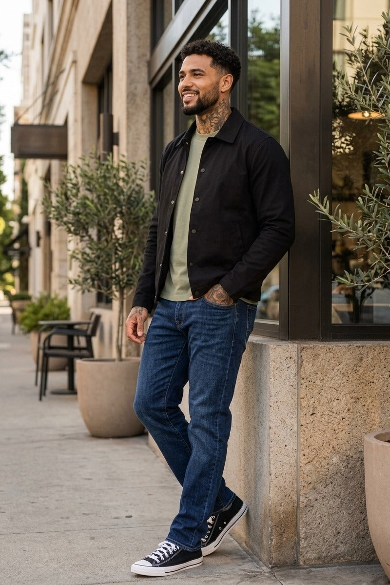 Faire,True Classic, True Classic Black Added Stretch Twill Jacket, Black, Medium-42-TagM